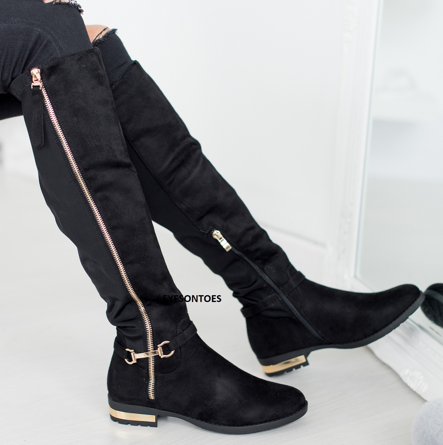 womens knee high flat heel boots